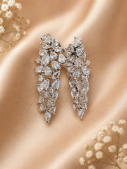 Silver-Tone Cubic Zirconia Cascading Statement Drop Earrings