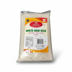 CCT White Raw Rice 2kg bag, featuring high-quality grains for authentic traditional meals, is available for purchase at theindianshelf.co.uk.
