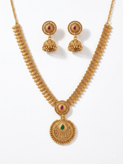 Traditional Antique Gold-Plated Jewellery Set with Jhumka Earrings