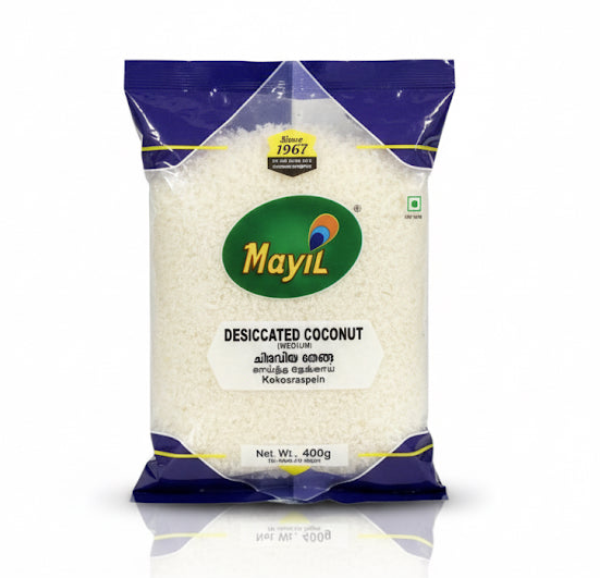 Mayil Desiccated Coconut-(Net Wt. 400g) by The Indian Shelf – Canned & Dry Milk, Indian grocery product, for customers in the UK
