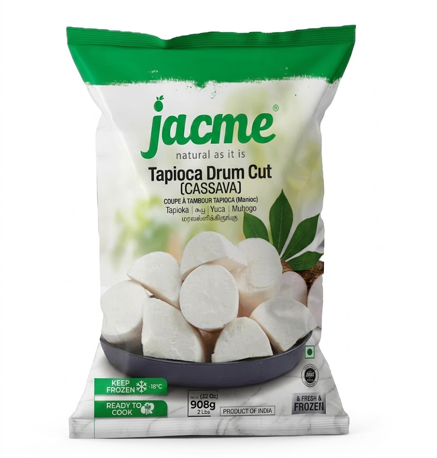Jacme Tapioca Drum Cut (Cassava)
Enjoy the authentic taste of tropical tubers with Jacme Tapioca Drum Cut. This Fresh Frozen pack contains premium quality cassava, expertly drum-cut into uniform pieces for consistent cooking.
This product is available in the UK at theindianshelf.co.uk.