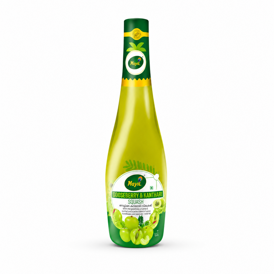 Mayil Gooseberry & Kanthari Squash
Bring home an exceptionally unique and refreshing taste of authentic Kerala tradition with Mayil Gooseberry & Kanthari Squash. Combining the nutrient-rich tang of Indian gooseberry (Amla) with the distinctive, fiery kick of bird's eye chili (Kanthari), this premium concentrate offers an exquisite balance of sour, spicy, and sweet notes. This product is available in the UK at theindianshelf.co.uk.