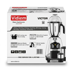 Vidiem Victor Mixer Grinder Features
The Vidiem Victor mixer grinder highlights several advanced engineering features designed for durability and ease of use:
Self-Locking Jars: Ensures secure locking during high-speed
This appliance is powered by the ARIA Cool Tec Motor and is versatile enough for mixing, grinding, grating, crushing, mincing, and juicing.
This product is available in the UK at theindianshelf.co.uk.