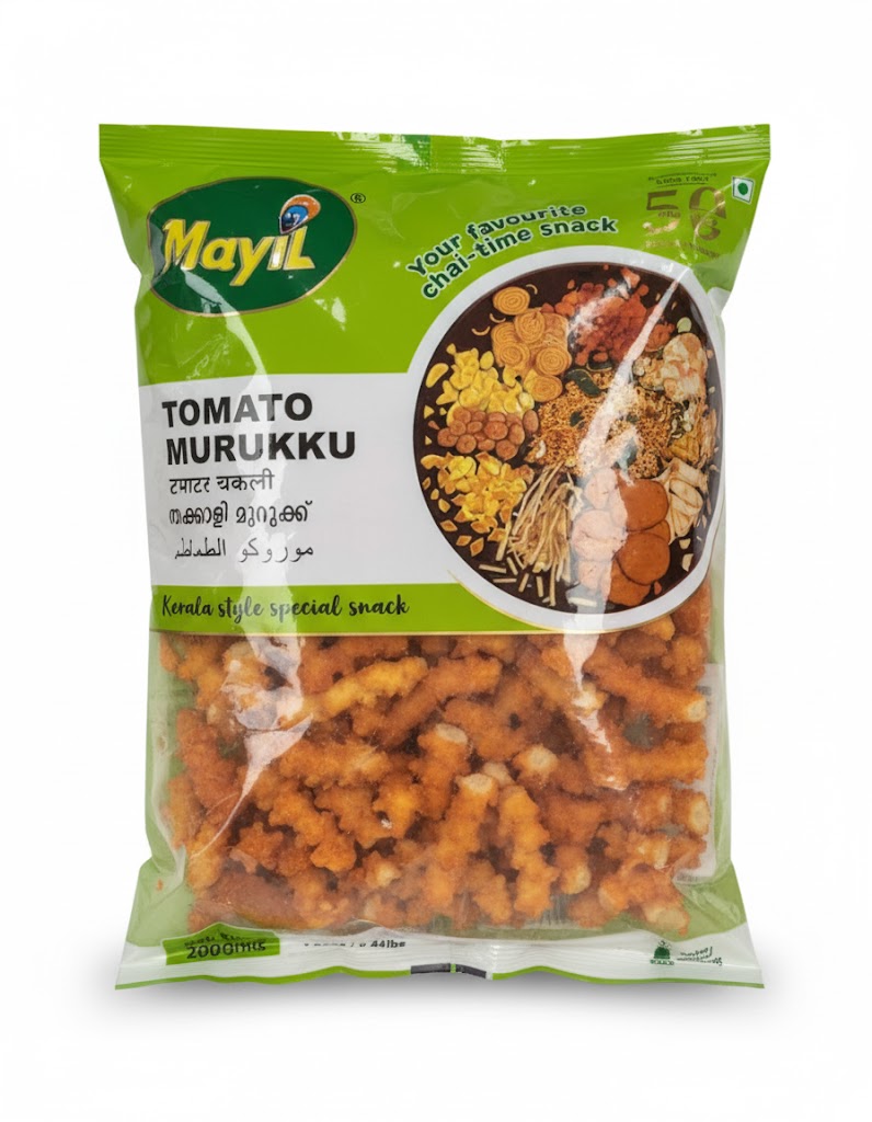 Mayil Tomato Murukku 200g by The Indian Shelf – Chips, Kerala special food product, for customers in the UK