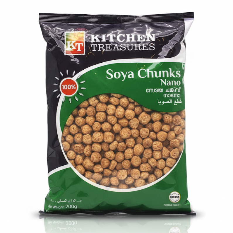 Kitchen Treasures Nano Soya Chunks (200g) by The Indian Shelf – Tofu, Soy & Vegetarian Products, Indian grocery product, for customers in the UK
