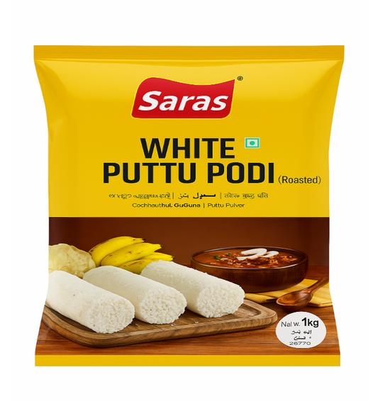 Saras White Puttu Podi 1 kg by The Indian Shelf – Batter & Coating Mixes, Kerala special food product, for customers in the UK