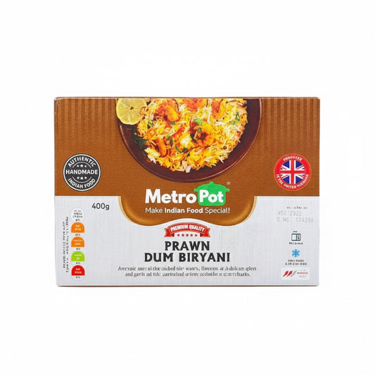 MetroPot Prawn Dum Biryani – 400g by The Indian Shelf – Prepared Meals & Entrées, Kerala special food product, for customers in the UK
