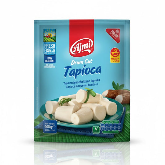 Ajmi Drum Cut Tapioca (Frozen Raw Ingredient) – Tapioca Pearls, Kerala special food product, for customers in the UK