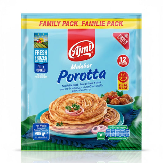 Ajmi Malabar Porotta (Family Pack) - 12 Pieces by The Indian Shelf – Prepared Meals & Entrées, Kerala special food product, for customers in the UK
