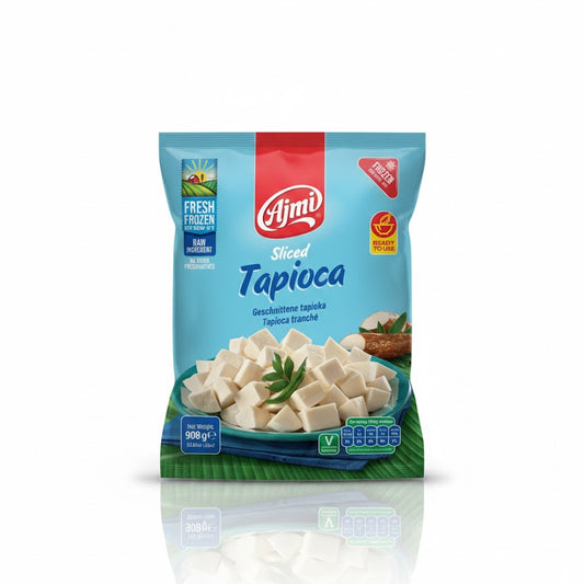 Ajmi Sliced Tapioca (Frozen Raw Ingredient) – Yuca Root, Kerala special food product, for customers in the UK