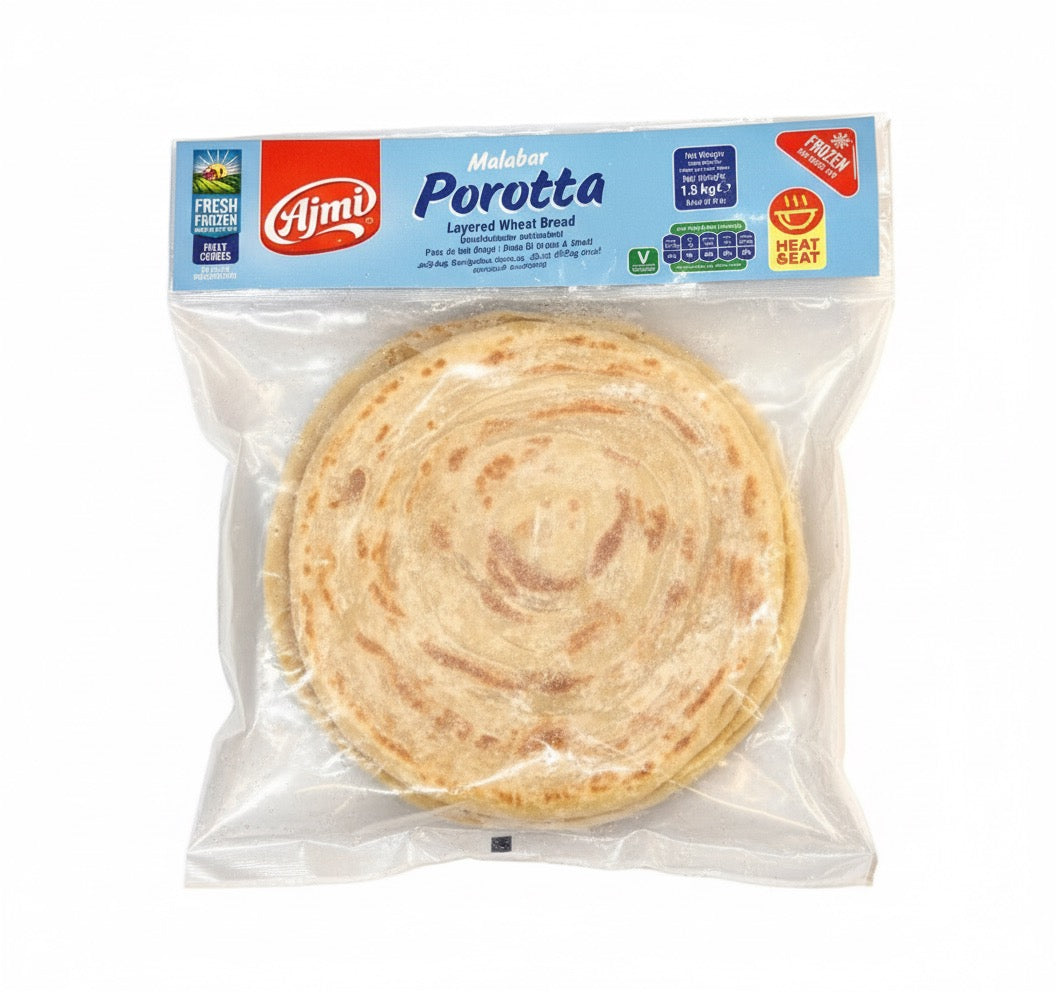 Ajmi Malabar Porotta - Layered Wheat Bread (Frozen)