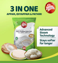Double Horse Roasted Rice Flour – Appam, Idiyappam & Pathiri Podi (3-in-1) – 1kg + 200g FREE