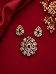 Diamond Replica Green Stone Jewellery Set