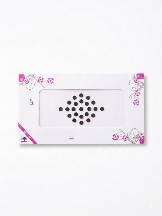 Classic Round Black Bindi Pack – Traditional Velvet Forehead Stickers