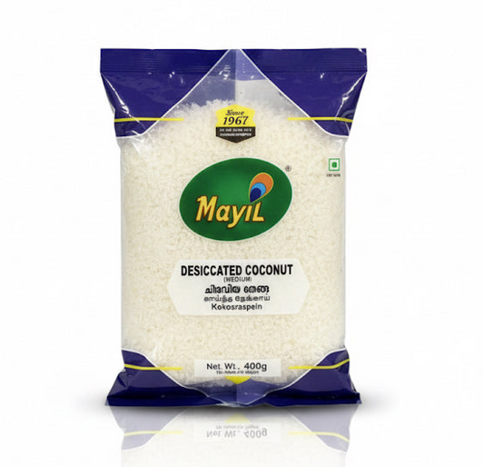 Mayil Desiccated Coconut-(Net Wt. 400g) by The Indian Shelf – Canned & Dry Milk, Indian grocery product, for customers in the UK