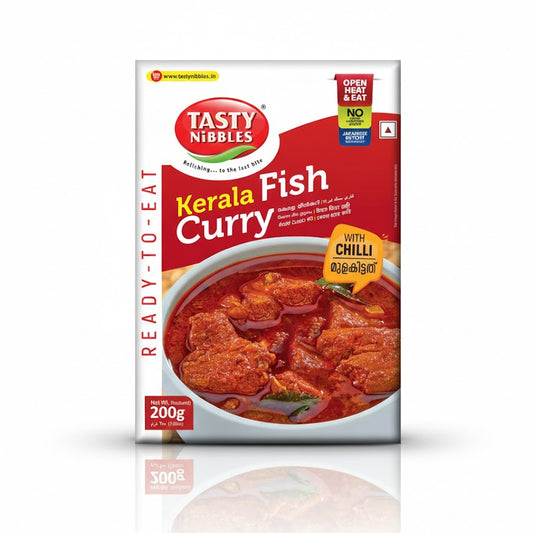 Tasty Nibbles Ready-to-Eat Kerala Fish Curry with Chilli 200g pack, using Japanese Retort Technology, is from theindianshelf.co.uk.