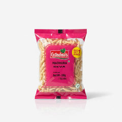 Grandma's Madhura Seva 200g pack, which features a BUY 1 GET 1 FREE offer, is available from theindianshelf.co.uk.