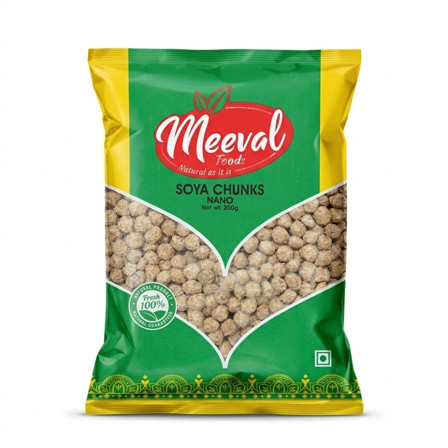 Meeval Soya Chunks (Nano)
Elevate your vegetarian meals with Meeval Soya Chunks (Nano). This 200g pack features small, nutrient-dense soy nuggets that are a fantastic source of plant-based protein. Known for their "meat-like" texture when cooked, these nano-sized chunks are perfect for absorbing the rich flavors of your favorite spices and gravies.
This product is available in the UK at theindianshelf.co.uk.
