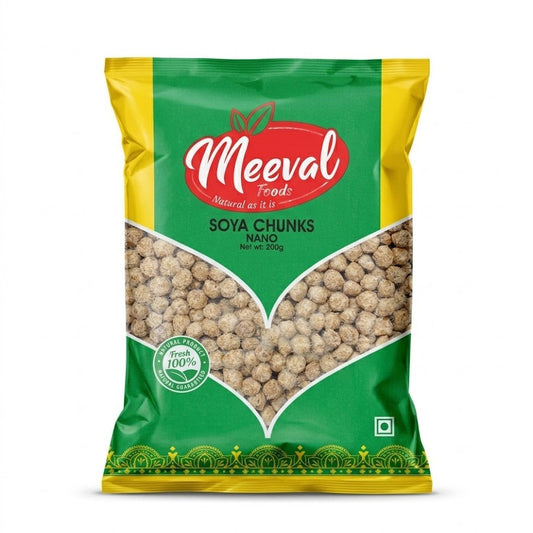 Meeval Soya Chunks (Nano)
Elevate your vegetarian meals with Meeval Soya Chunks (Nano). This 200g pack features small, nutrient-dense soy nuggets that are a fantastic source of plant-based protein. Known for their "meat-like" texture when cooked, these nano-sized chunks are perfect for absorbing the rich flavors of your favorite spices and gravies.
This product is available in the UK at theindianshelf.co.uk.