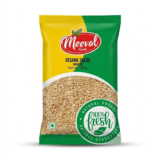 Meeval White Sesame Seeds
This is a 100g pack of 100% fresh white sesame seeds. These versatile seeds are perfect for adding a delicate crunch and nutty aroma to salads, stir-fries, and traditional baked goods or sweets.
All of these items are available in the UK at theindianshelf.co.uk.