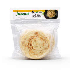 Jacme Nool Porotta 1kg pack, featuring authentic and multi-layered traditional Malabar-style flatbreads, is available for purchase at theindianshelf.co.uk.