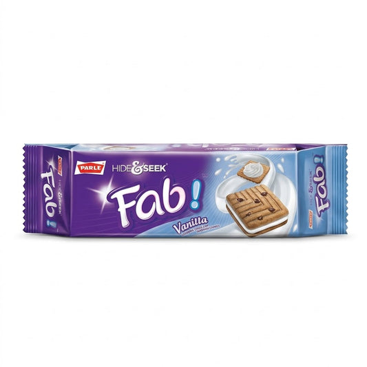 Parle Hide & Seek Fab! Vanilla
Experience a classic flavor combination with Parle Hide & Seek Fab! Vanilla. These crunchy chocolate chip sandwich cookies are filled with a smooth, velvety vanilla cream, creating a perfect balance of rich cocoa and sweet, creamy notes.This product is available in the UK at theindianshelf.co.uk.