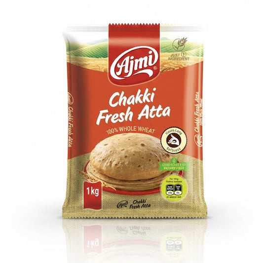 Ajmi Chakki Fresh Atta - 100% Whole Wheat (1 Kg) – Flour, Indian grocery product, for customers in the UK