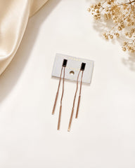 Rose Gold-Plated Contemporary Drop Earrings