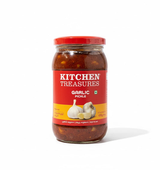 Garlic Pickle 400g by Kitchen Treasures by The Indian Shelf – Pickled Fruits & Vegetables, Indian grocery product, for customers in the UK